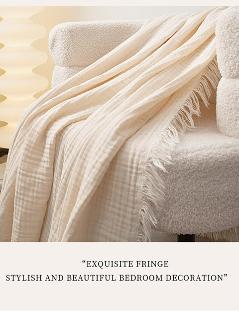 Homyo Cooling Blanket 100% Cotton 3 Layer for Couch and Bed, Hypoallergenic Fabric, 24"X47" Soft Lightweight and Breathable for All Seasons, White and Decorative, Gift for women and girls Versatile