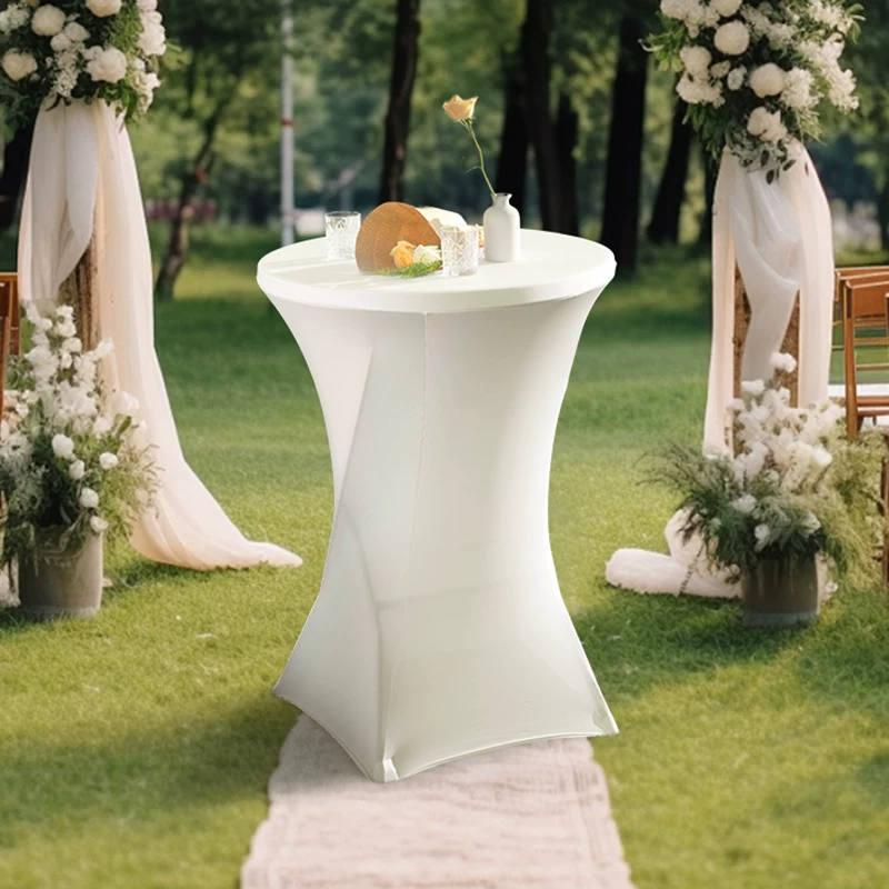 Homyo Cocktail Table Covers, 1/2/Pack Spandex Round Highboy Table Covers – Stretch Fitted Cocktail Tablecloths with Elastic Foot Pockets, 32"x43" Bar Covers for Wedding, Party, Banquet, Birthday