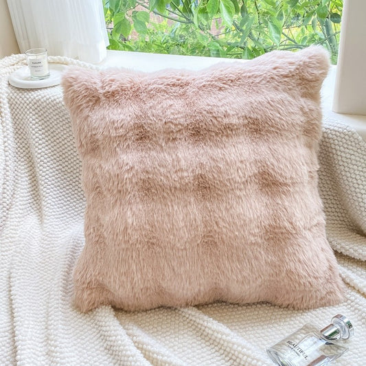 H&D Han&Loom Faux Rabbit Fur Throw Pillow Cover Plush Fluffy Cushion Case 18" 20