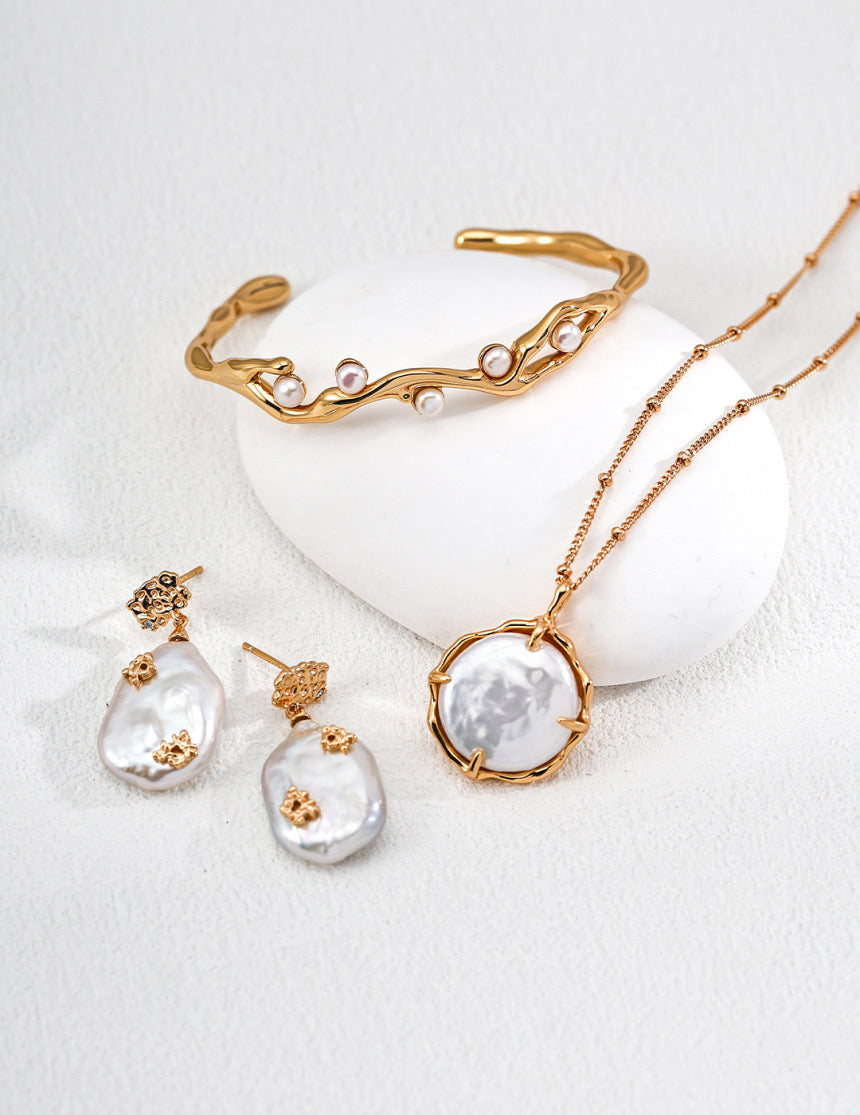 Homyo The Aurelia Organic Baroque Pearl Drop Earrings