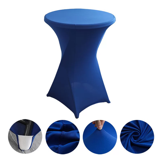Homyo Cocktail Table Covers, 1/2/Pack Spandex Round Highboy Table Covers – Stretch Fitted Cocktail Tablecloths with Elastic Foot Pockets, 32"x43" Bar Covers for Wedding, Party, Banquet, Birthday