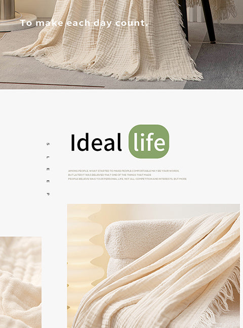 Homyo Cooling Blanket 100% Cotton 3 Layer for Couch and Bed, Hypoallergenic Fabric, 24"X47" Soft Lightweight and Breathable for All Seasons, White and  Decorative, Gift for women and girls Versatile