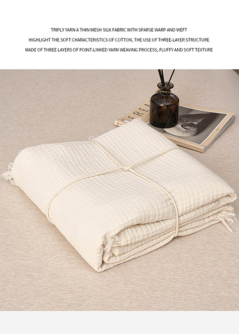 Homyo Cooling Blanket 100% Cotton 3 Layer for Couch and Bed, Hypoallergenic Fabric, 24"X47" Soft Lightweight and Breathable for All Seasons, White and  Decorative, Gift for women and girls Versatile