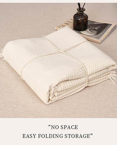 Homyo Cooling Blanket 100% Cotton 3 Layer for Couch and Bed, Hypoallergenic Fabric, 24"X47" Soft Lightweight and Breathable for All Seasons, White and  Decorative, Gift for women and girls Versatile