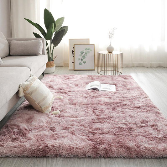 Homyo Modern Tie-Dyed Shaggy Area Rug Ultra-Soft Microfiber Throw Mat for Living Room & Bedroom Non-Slip Rubber Backing Stain-Resistant Machine Washable Eco-Friendly Kid & Pet Friendly
