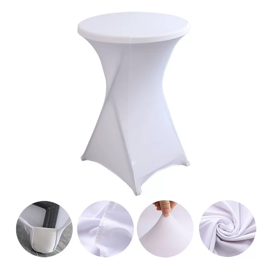 Homyo Cocktail Table Covers, 1/2/Pack Spandex Round Highboy Table Covers – Stretch Fitted Cocktail Tablecloths with Elastic Foot Pockets, 32"x43" Bar Covers for Wedding, Party, Banquet, Birthday