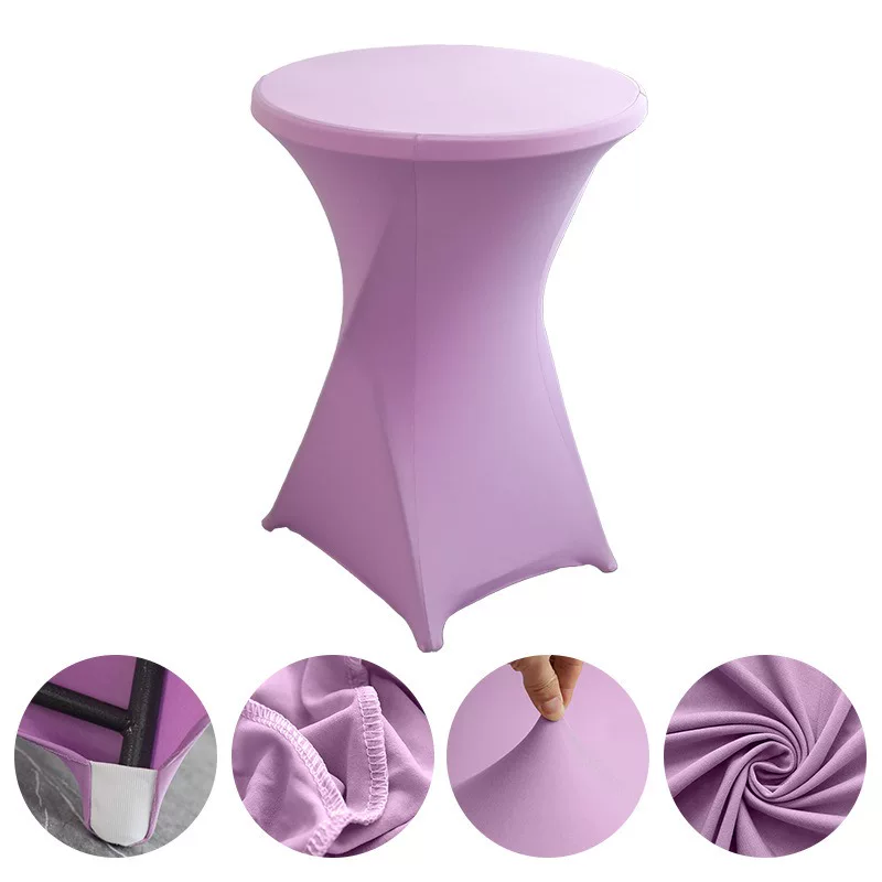 Homyo Cocktail Table Covers, 1/2/Pack Spandex Round Highboy Table Covers – Stretch Fitted Cocktail Tablecloths with Elastic Foot Pockets, 32"x43" Bar Covers for Wedding, Party, Banquet, Birthday