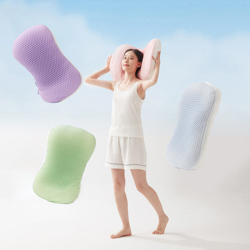 Homyo TPE Grid Cooling Gel Pillow – Ergonomic Support for Neck & Shoulder Pain Relief – Breathable Mesh Cover, All-Season Comfort, 26x14x6 inches
