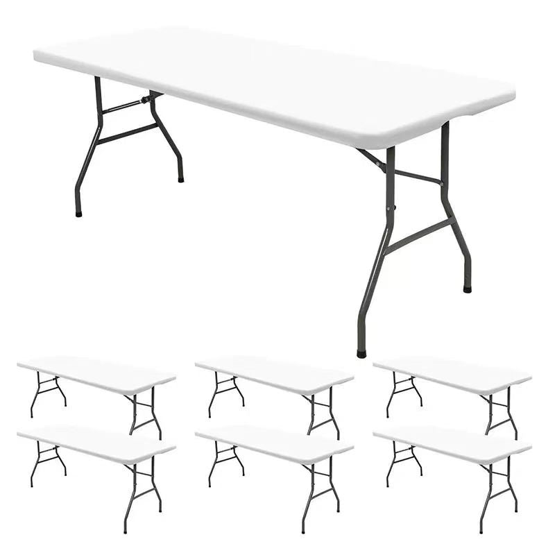 Homyo Stretchy Spandex 6FT Black Tablecloth for 6 Foot Folding Tables Rectangular Fit Washable Protective Cover for Parties Weddings Cocktails Banquets Festivals Indoor Outdoor