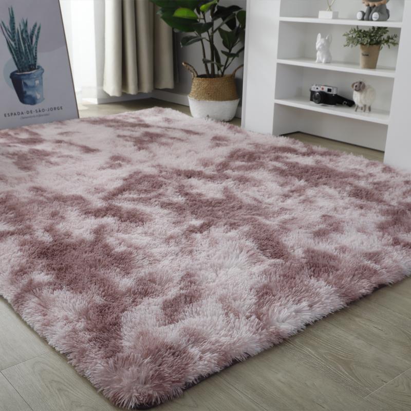 Homyo Modern Tie-Dyed Shaggy Area Rug Ultra-Soft Microfiber Throw Mat for Living Room & Bedroom Non-Slip Rubber Backing Stain-Resistant Machine Washable Eco-Friendly Kid & Pet Friendly