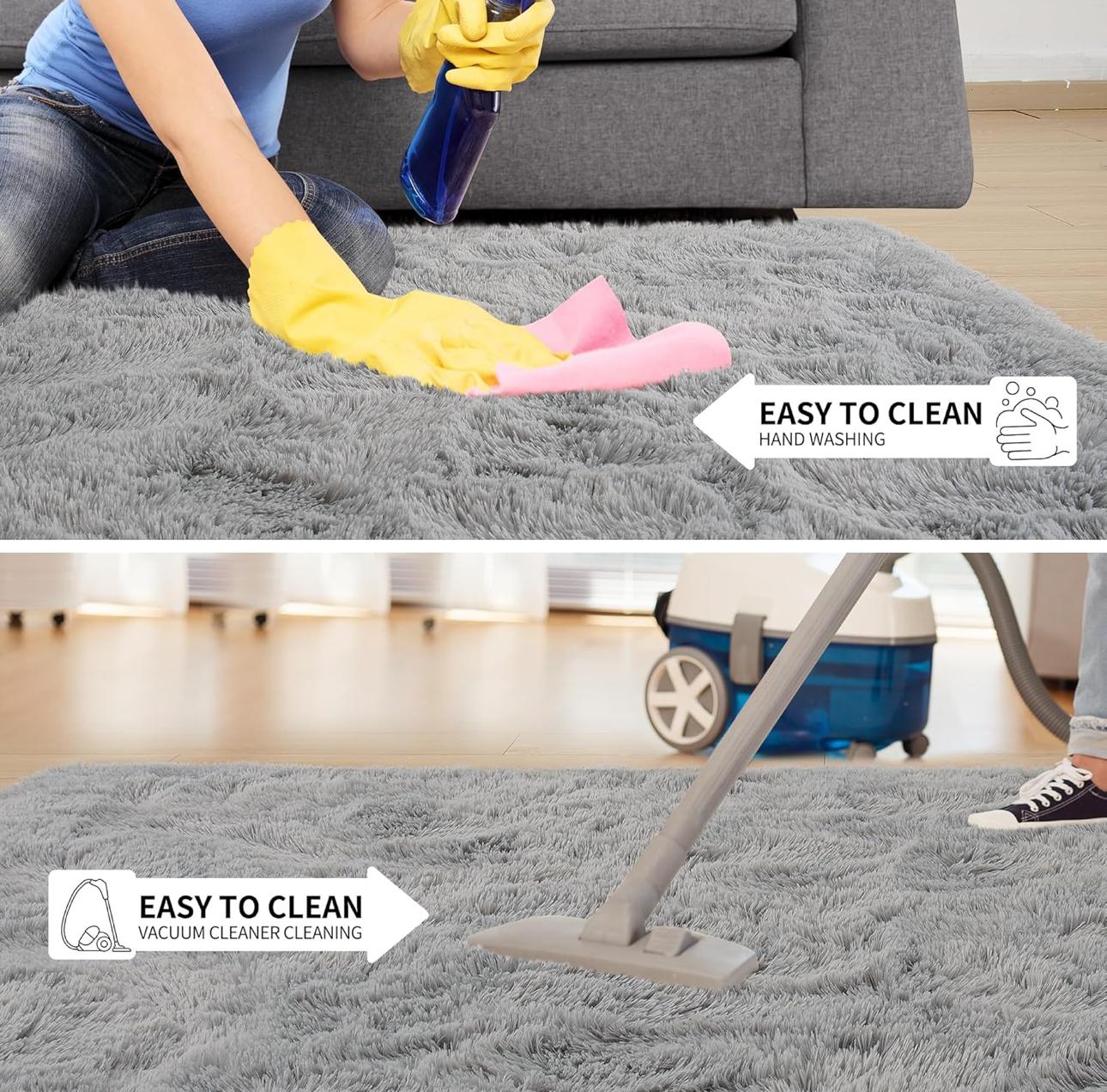 Homyo Modern Tie-Dyed Shaggy Area Rug Ultra-Soft Microfiber Throw Mat for Living Room & Bedroom Non-Slip Rubber Backing Stain-Resistant Machine Washable Eco-Friendly Kid & Pet Friendly
