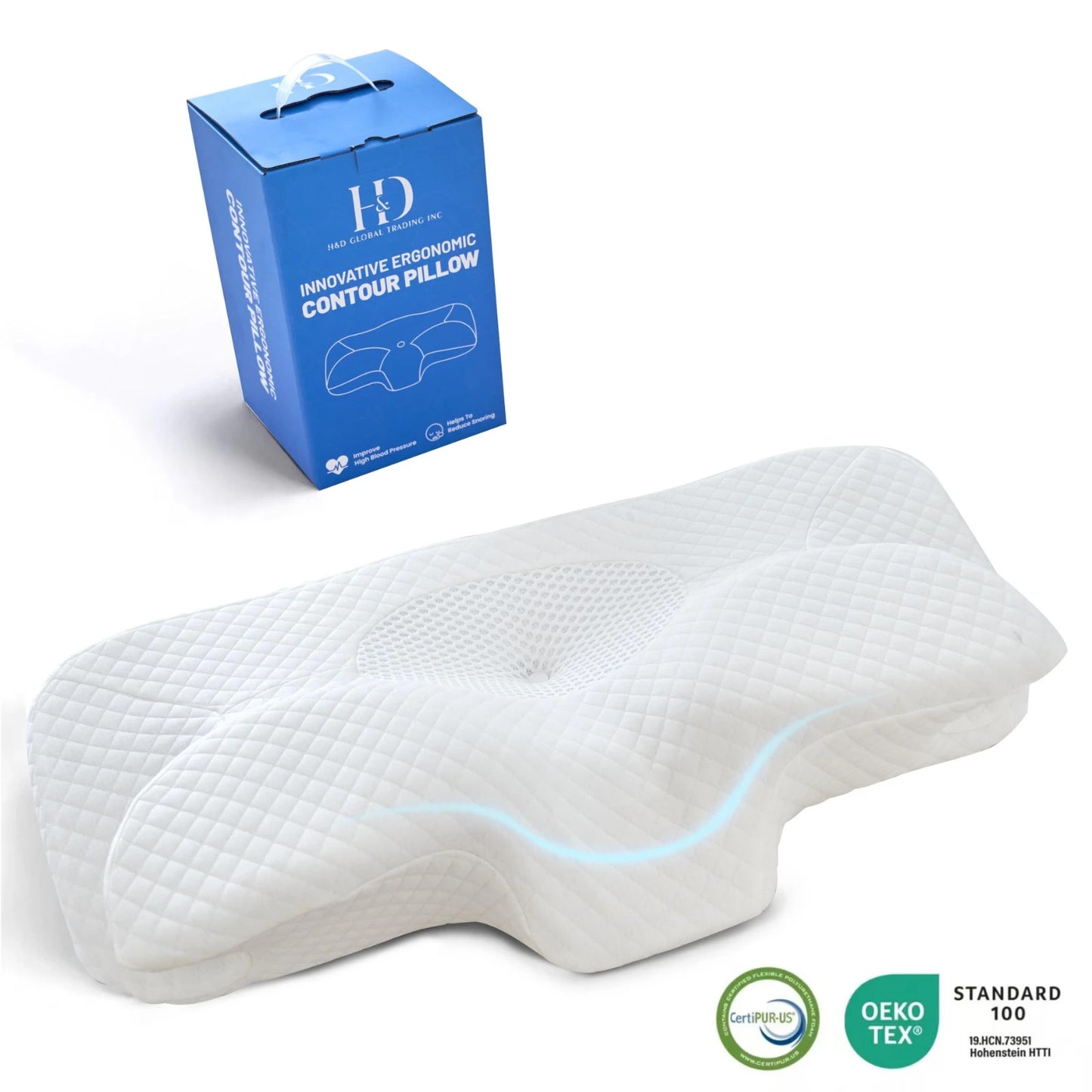Orthopedic Contour Memory Foam Pillow Side Back Sleeper Neck Support Cooling