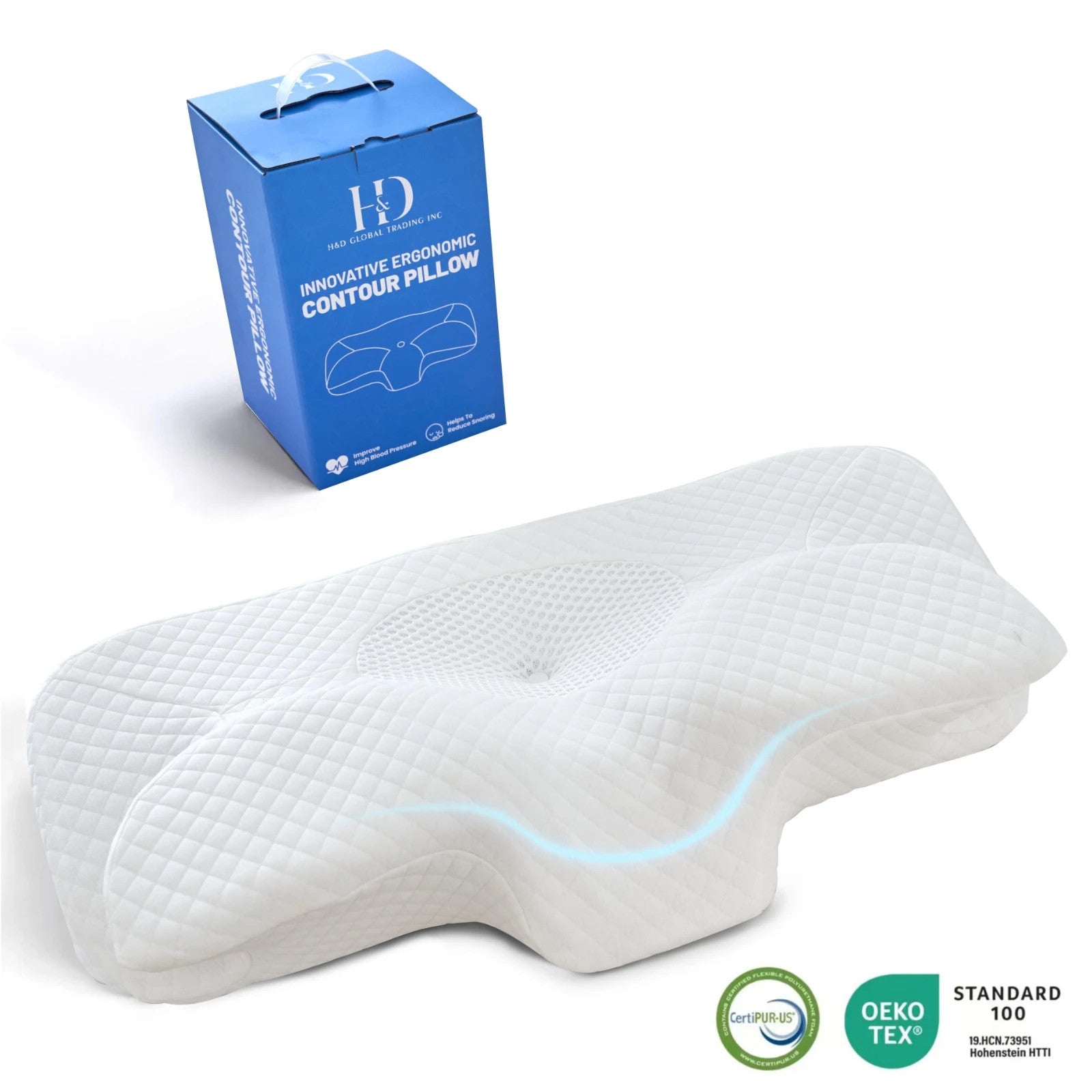 Orthopedic Contour Memory Foam Pillow Side Back Sleeper Neck Support Cooling