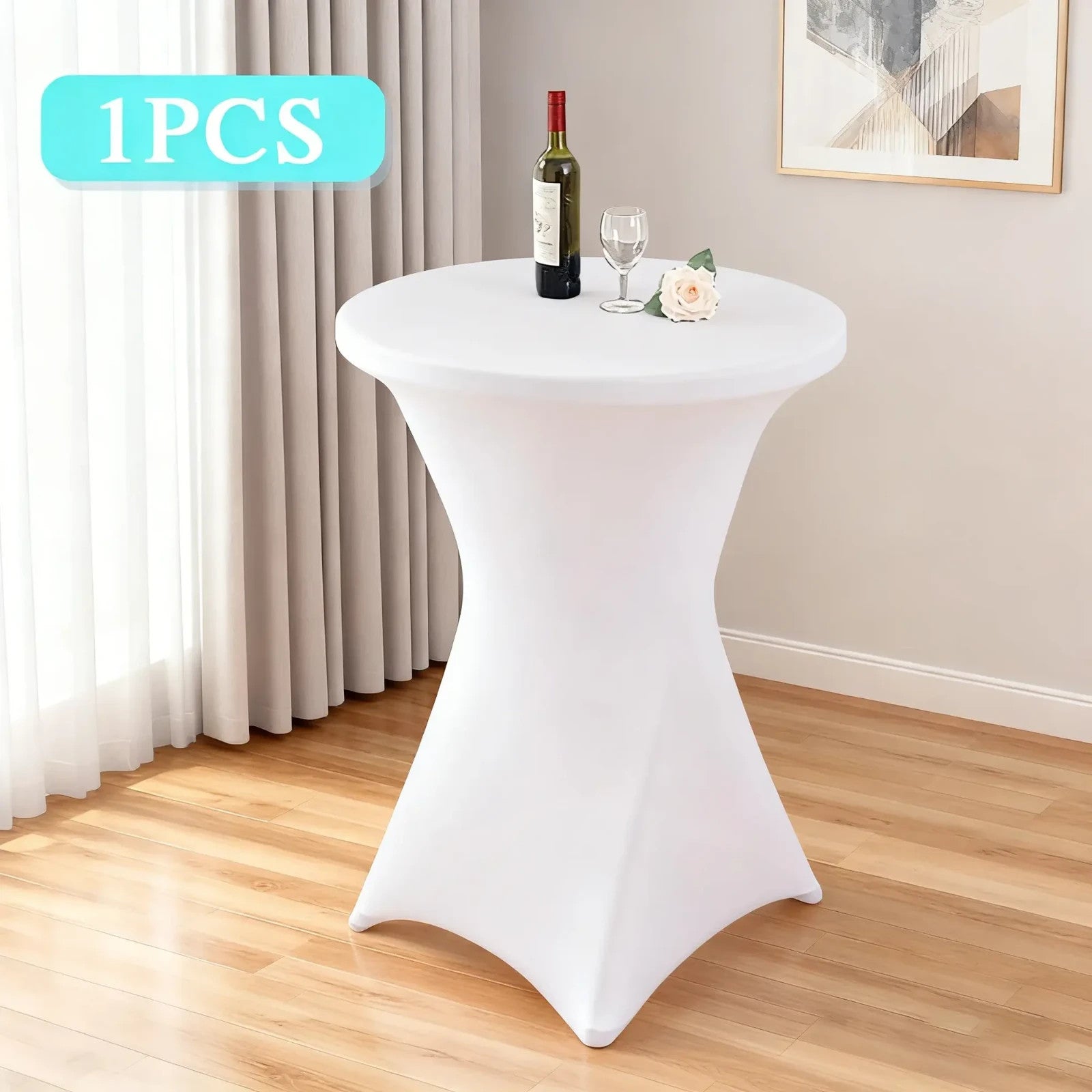 32" x 43" Stretch Spandex Cocktail Tablecloth, Fitted Round Highboy Table Cover
