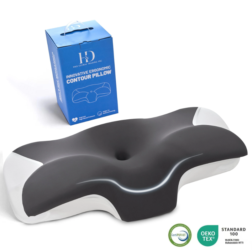 Orthopedic Contour Memory Foam Pillow Side Back Sleeper Neck Support Cooling