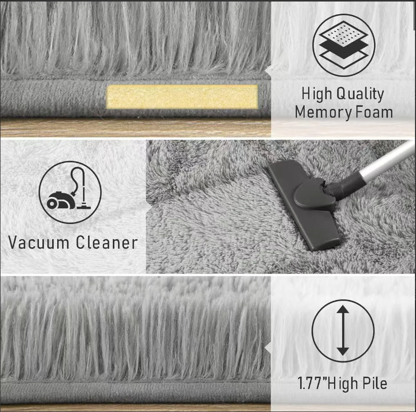 H&D Han&Loom Tie-Dyed Shaggy Area Rug Soft Living Room Bedroom Mat Non-Slip