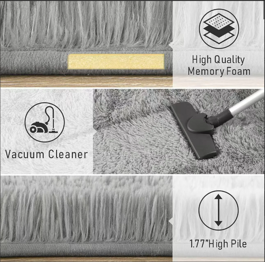 H&D Han&Loom Tie-Dyed Shaggy Area Rug Soft Living Room Bedroom Mat Non-Slip
