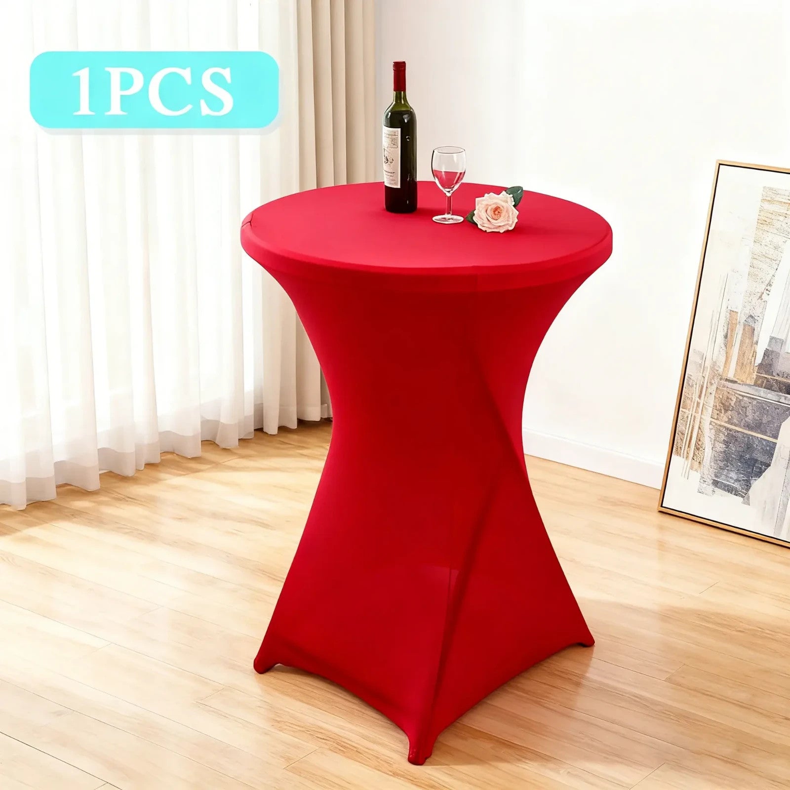 32" x 43" Stretch Spandex Cocktail Tablecloth, Fitted Round Highboy Table Cover