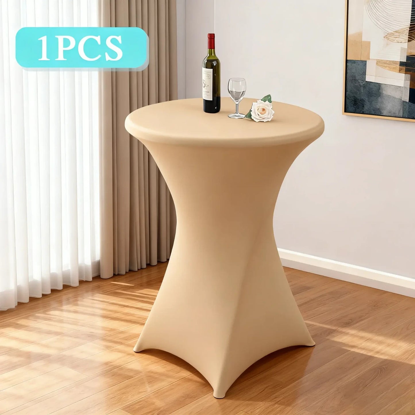 32" x 43" Stretch Spandex Cocktail Tablecloth, Fitted Round Highboy Table Cover