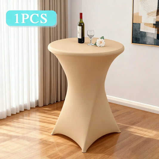 32" x 43" Stretch Spandex Cocktail Tablecloth, Fitted Round Highboy Table Cover