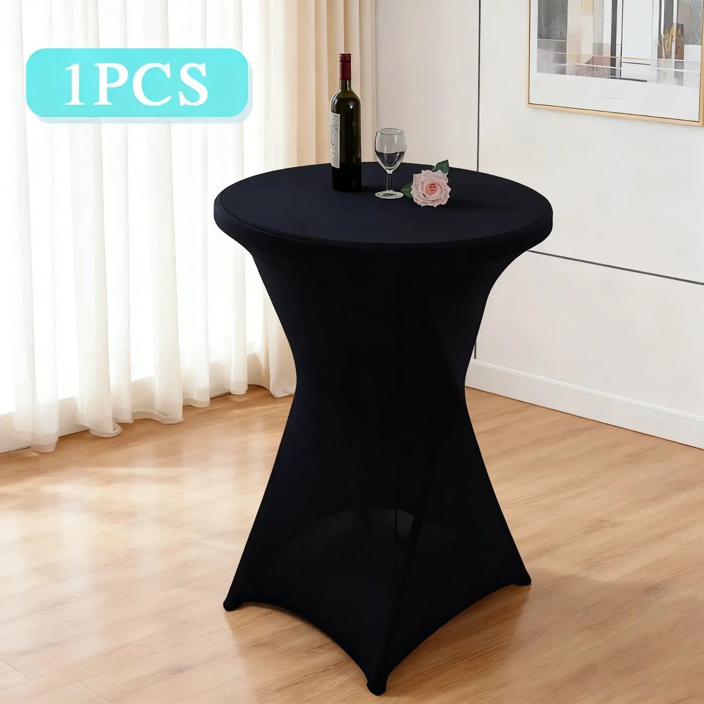 32" x 43" Stretch Spandex Cocktail Tablecloth, Fitted Round Highboy Table Cover