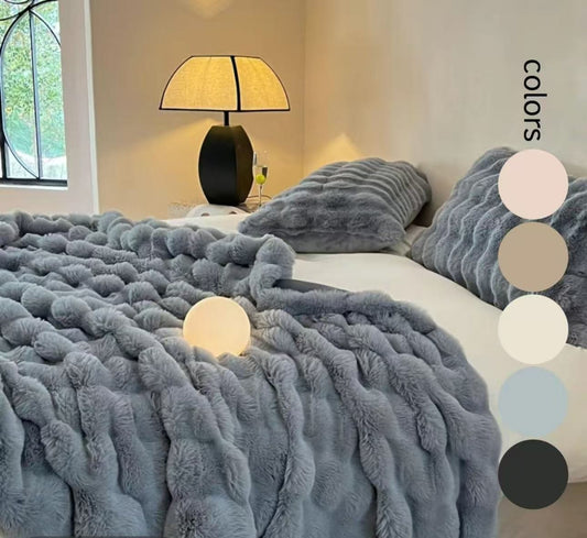 Fluffy Faux Fur Fitted Sheet Set Ultra Soft Fleece Warm Cozy Bed Mattress Cover