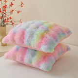 HOMYO faux rabbit fur throw pillow cover