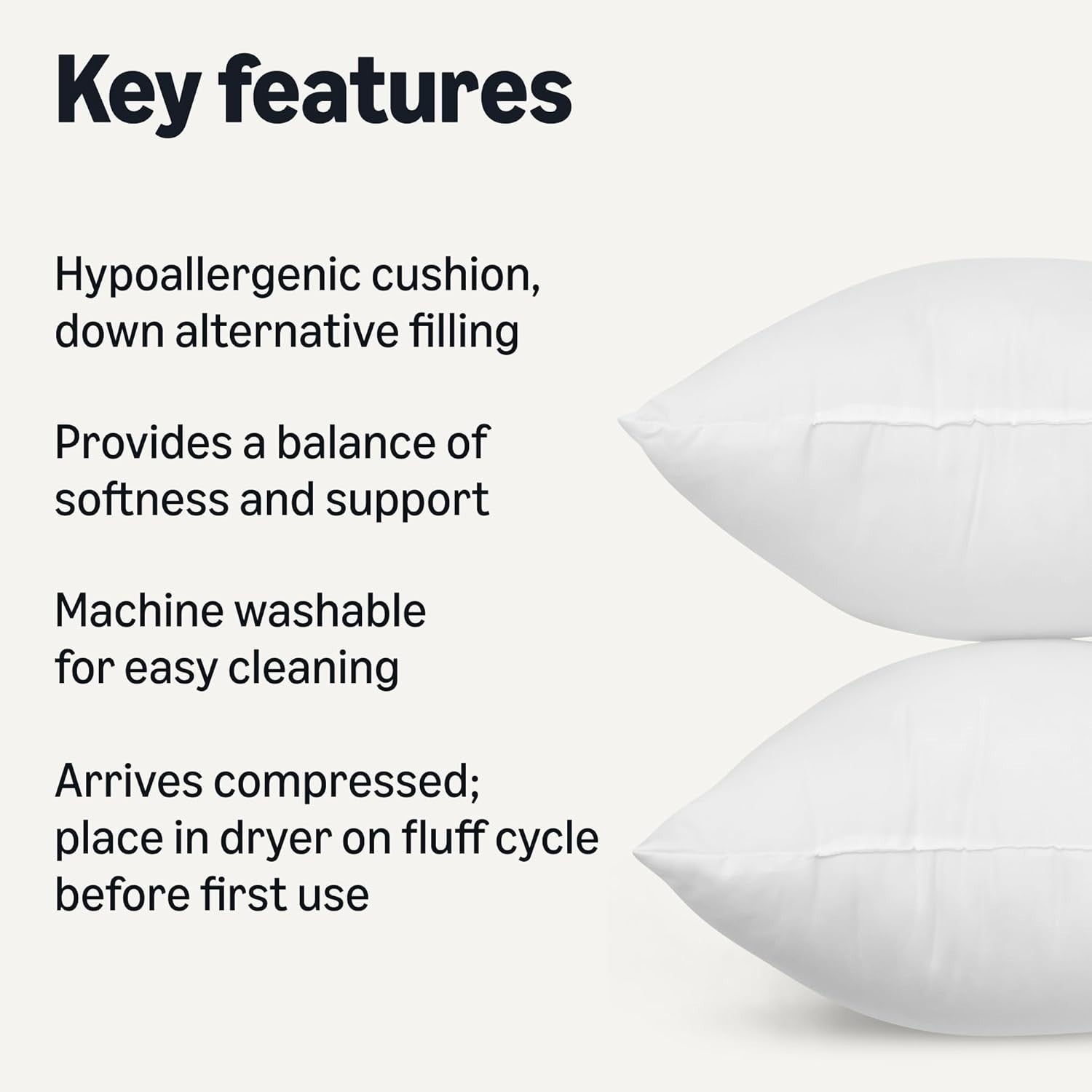 White Pillow Insert Medium Support Microfiber Polyester Filler