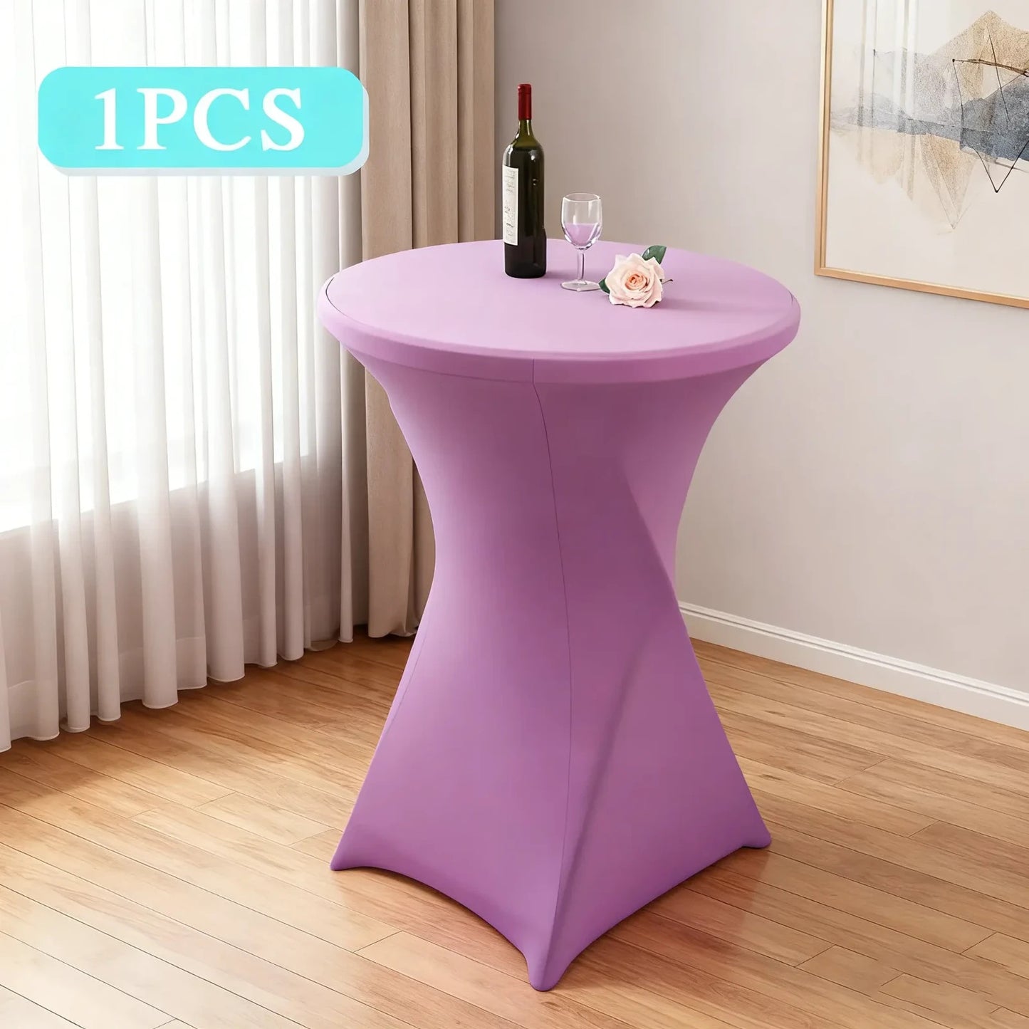 32" x 43" Stretch Spandex Cocktail Tablecloth, Fitted Round Highboy Table Cover