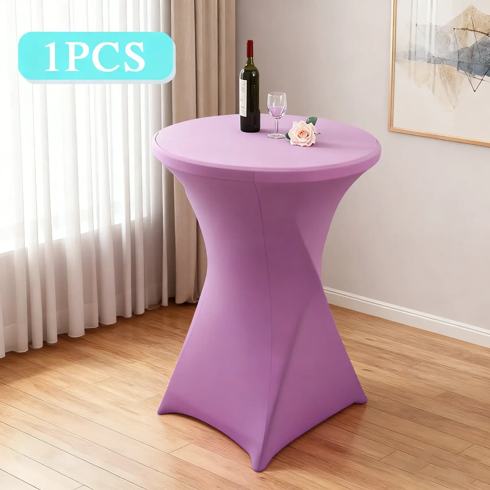 32" x 43" Stretch Spandex Cocktail Tablecloth, Fitted Round Highboy Table Cover