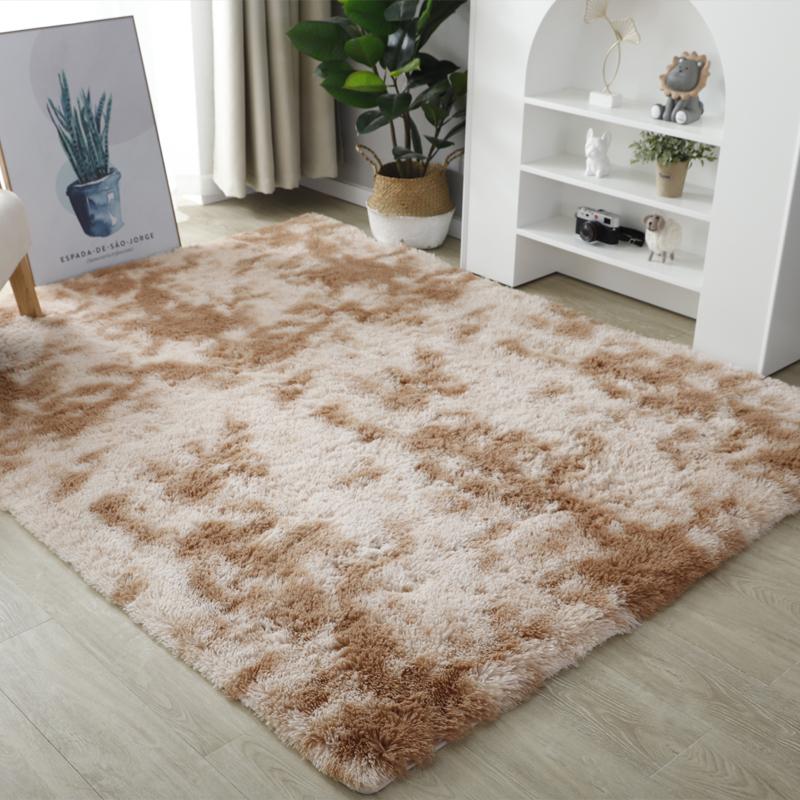 Homyo Modern Tie-Dyed Shaggy Area Rug Ultra-Soft Microfiber Throw Mat for Living Room & Bedroom Non-Slip Rubber Backing Stain-Resistant Machine Washable Eco-Friendly Kid & Pet Friendly