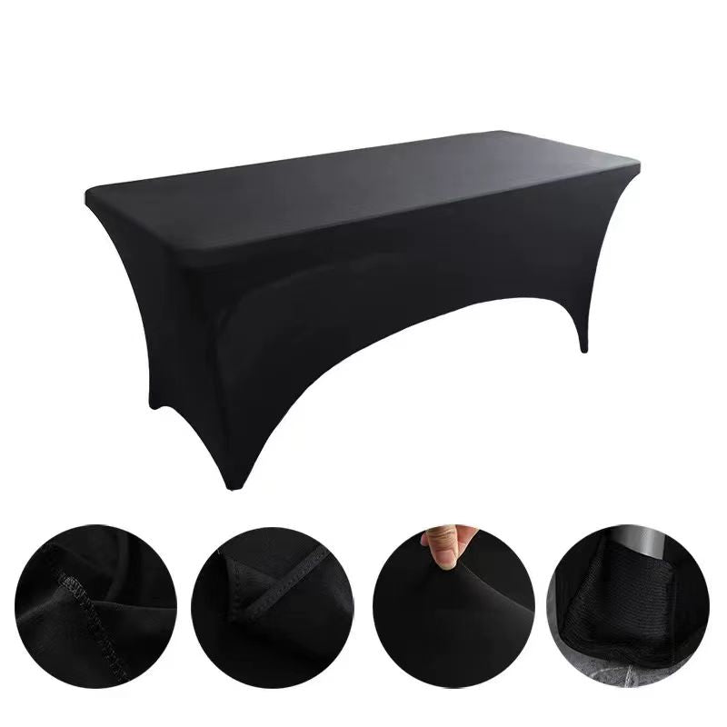 Homyo Kitchen Spandex Tablecloth 2 Pack [6FT, Black] Tight, Fitted, Washable and Wrinkle Resistant Stretch Rectangular Patio Table Cover for Event, Wedding, Banquet & Parties [72Lx30Wx30H Inch]