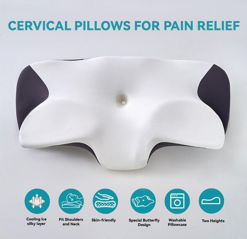 Homyo Ergonomic Cervical Memory Foam Pillow – Orthopedic Contour Sleeping Support for Neck and Shoulder Pain Relief – Odorless Bed Pillow for Side, Back, and Stomach Sleepers with Washable Cooling Case