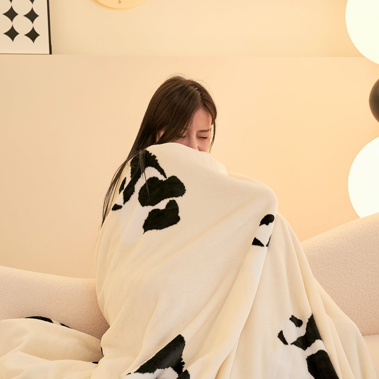 Homyo Panda Pattern Flannel Throw Blanket  Hypoallergenic Soft Durable Warm Fabric for Ultimate Comfort for Sofa or Bed with Adorable Panda Design, all seasons, Gift for girls and women, 59 x 79 inches