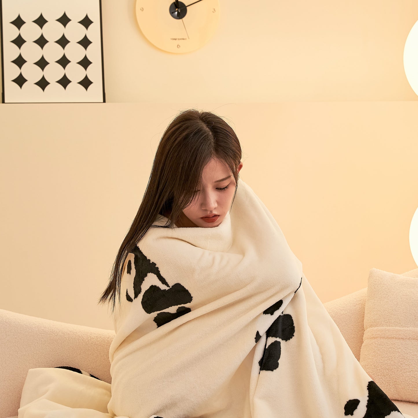Homyo Panda Pattern Flannel Throw Blanket  Hypoallergenic Soft Durable Warm Fabric for Ultimate Comfort for Sofa or Bed with Adorable Panda Design, all seasons, Gift for girls and women, 59 x 79 inches