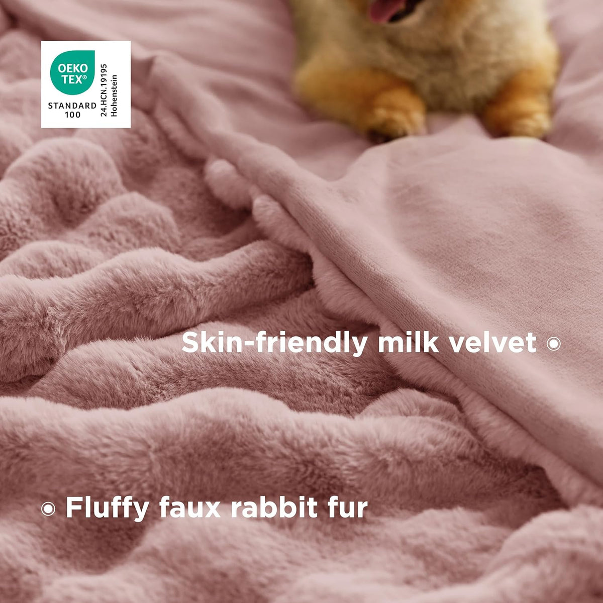The Sanctuary Throw by HOMYO | 540GSM Faux Rabbit Fur Blanket - Soft Thick Cozy Throw