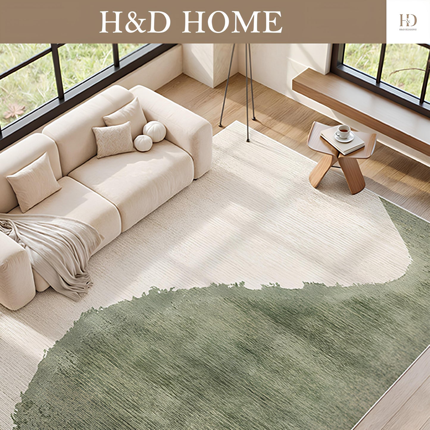 Homyo HOME Modern Faux Cashmere Low Pile Area Rug Soft Cozy Microfiber Mat for Living Room Bedroom Non-Slip Rubber Backing Non-Shedding Stain-Resistant Dust-Release Easy to Clean Machine Washable Waterproof Kid & Pet Friendly