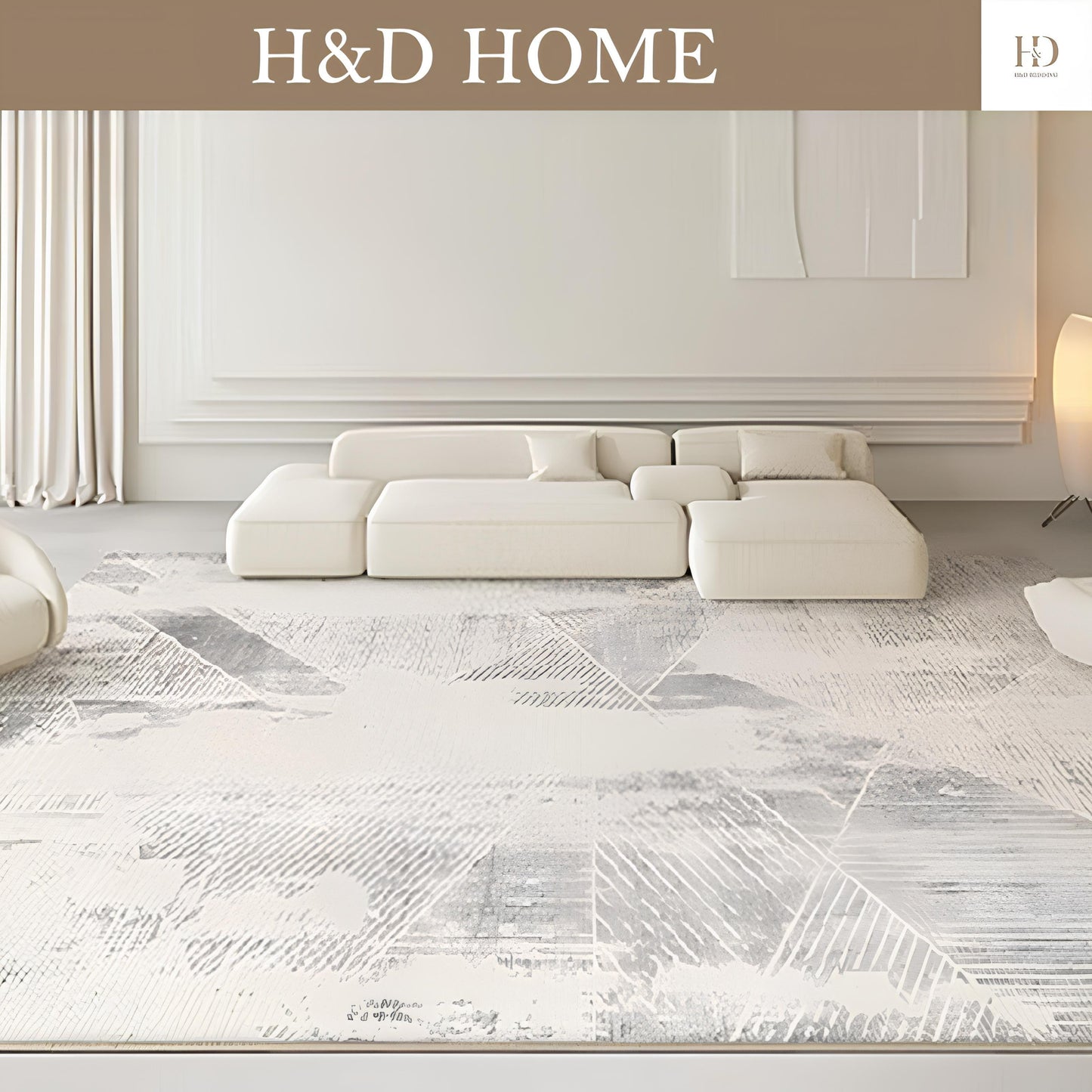 Homyo HOME Modern Faux Cashmere Low Pile Area Rug Soft Cozy Microfiber Mat for Living Room Bedroom Non-Slip Rubber Backing Non-Shedding Stain-Resistant Dust-Release Easy to Clean Machine Washable Waterproof Kid & Pet Friendly