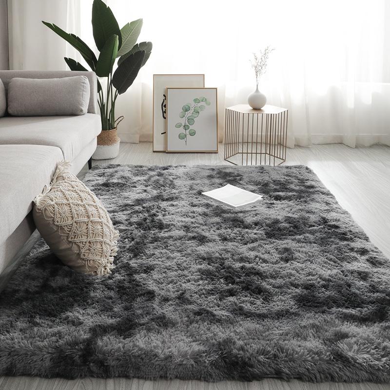 Homyo Modern Tie-Dyed Shaggy Area Rug Ultra-Soft Microfiber Throw Mat for Living Room & Bedroom Non-Slip Rubber Backing Stain-Resistant Machine Washable Eco-Friendly Kid & Pet Friendly