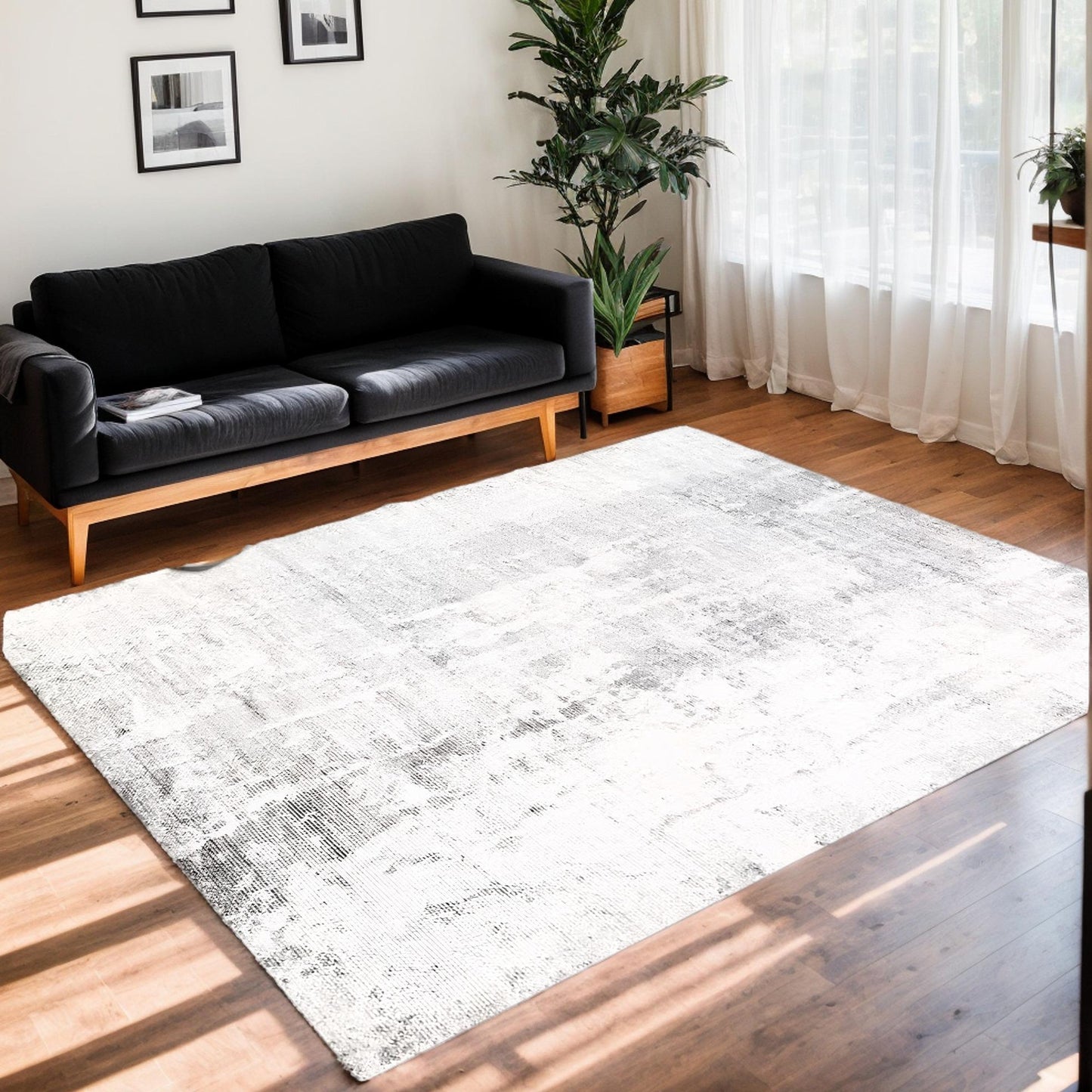 Homyo Modern Faux Silk Low Pile Area Rug Soft Smooth Microfiber Mat for Living Room Bedroom Non-Slip Rubber Backing, Non-Shedding, Stain-Resistant, Dust-Release, Easy to Clean, Machine Washable, Waterproof, Kid & Pet Friendly