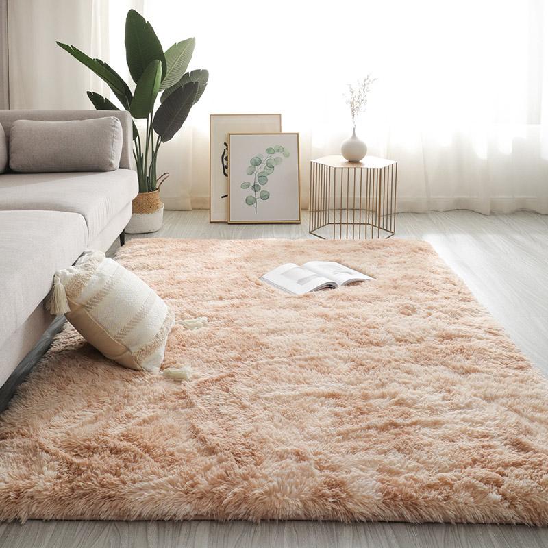Homyo Modern Tie-Dyed Shaggy Area Rug Ultra-Soft Microfiber Throw Mat for Living Room & Bedroom Non-Slip Rubber Backing Stain-Resistant Machine Washable Eco-Friendly Kid & Pet Friendly