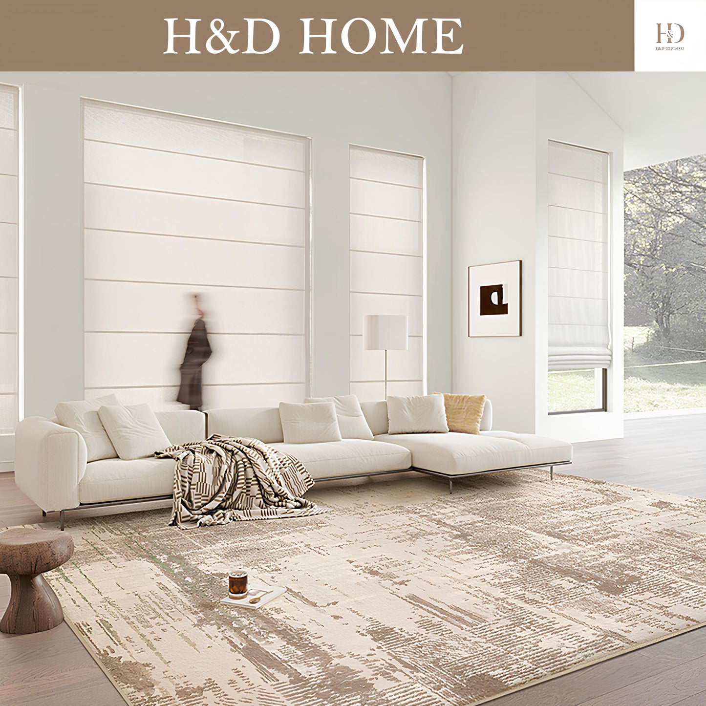 Homyo HOME Modern Faux Cashmere Low Pile Area Rug Soft Cozy Microfiber Mat for Living Room Bedroom Non-Slip Rubber Backing Non-Shedding Stain-Resistant Dust-Release Easy to Clean Machine Washable Waterproof Kid & Pet Friendly