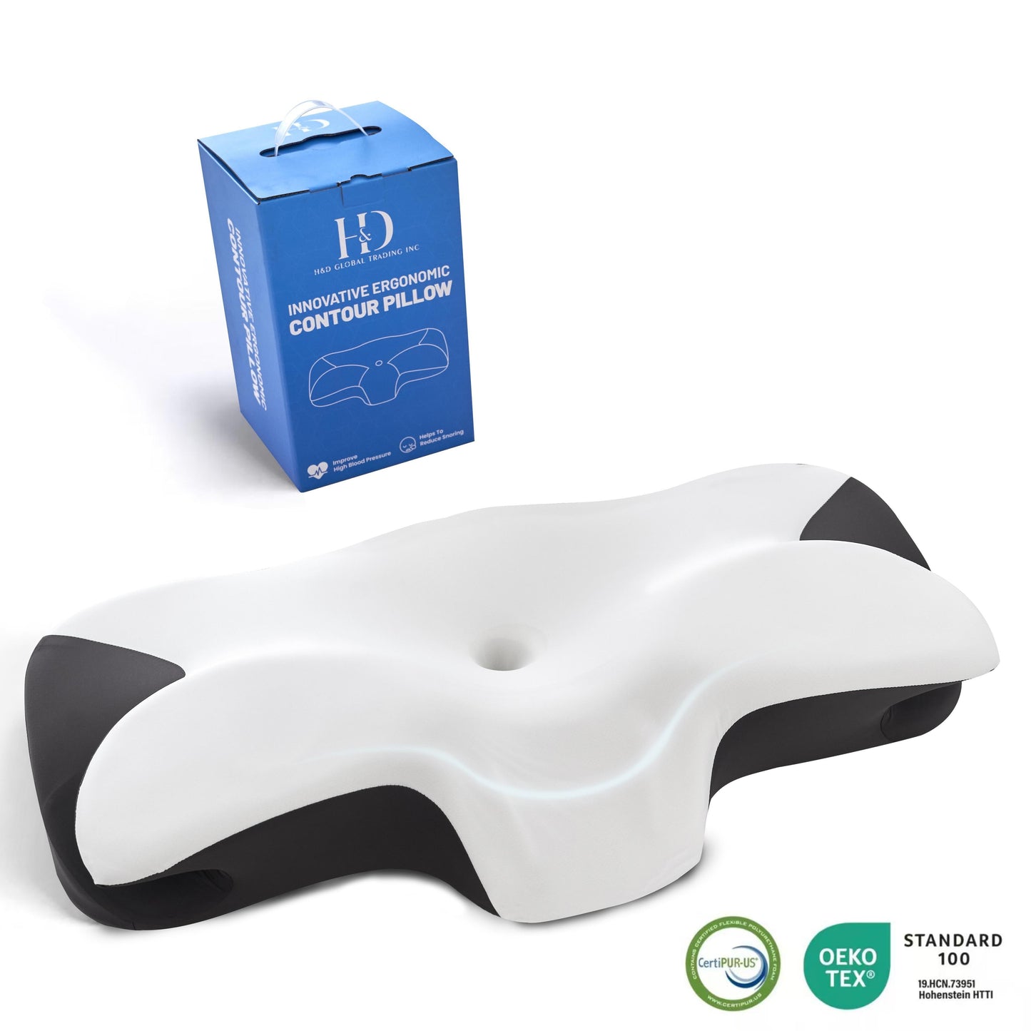 Homyo Ergonomic Cervical Memory Foam Pillow – Orthopedic Contour Sleeping Support for Neck and Shoulder Pain Relief – Odorless Bed Pillow for Side, Back, and Stomach Sleepers with Washable Cooling Case