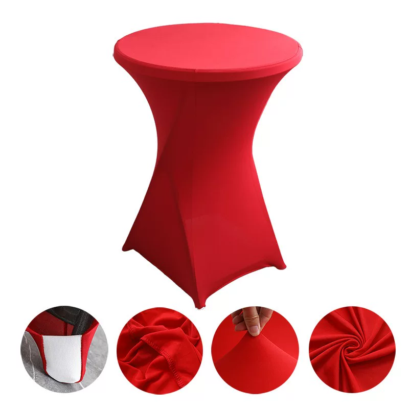 Homyo Cocktail Table Covers, 1/2/Pack Spandex Round Highboy Table Covers – Stretch Fitted Cocktail Tablecloths with Elastic Foot Pockets, 32"x43" Bar Covers for Wedding, Party, Banquet, Birthday