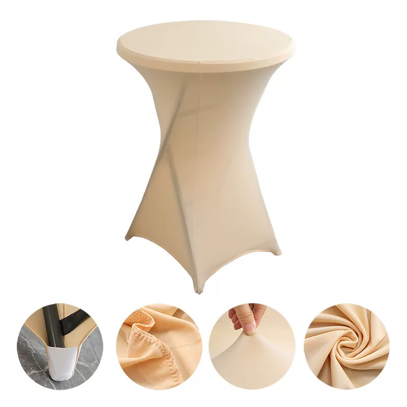 Homyo Cocktail Table Covers, 1/2/Pack Spandex Round Highboy Table Covers – Stretch Fitted Cocktail Tablecloths with Elastic Foot Pockets, 32"x43" Bar Covers for Wedding, Party, Banquet, Birthday