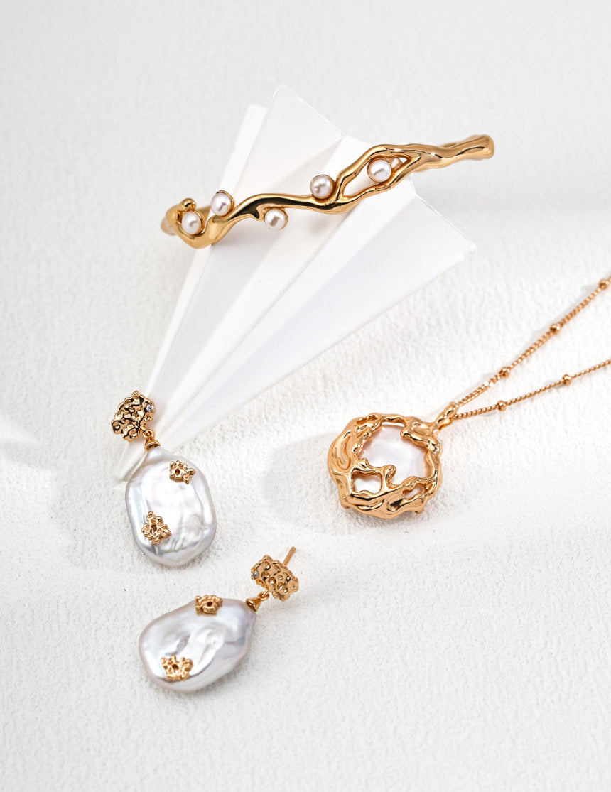 Homyo The Aurelia Organic Baroque Pearl Drop Earrings