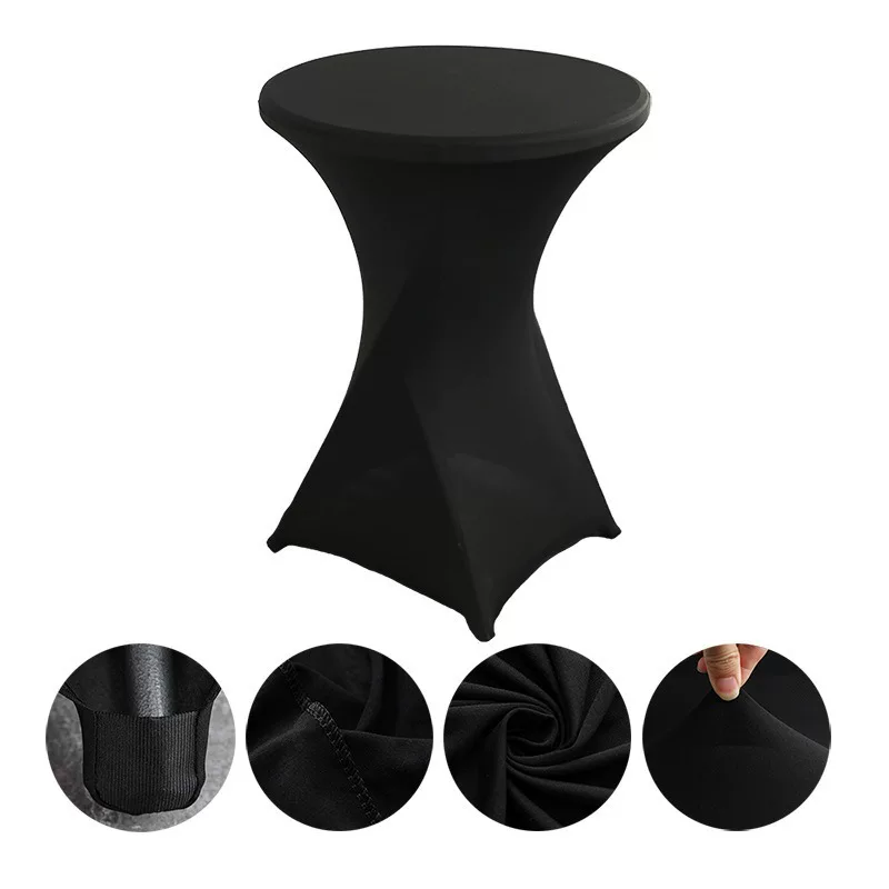 Homyo Cocktail Table Covers, 1/2/Pack Spandex Round Highboy Table Covers – Stretch Fitted Cocktail Tablecloths with Elastic Foot Pockets, 32"x43" Bar Covers for Wedding, Party, Banquet, Birthday