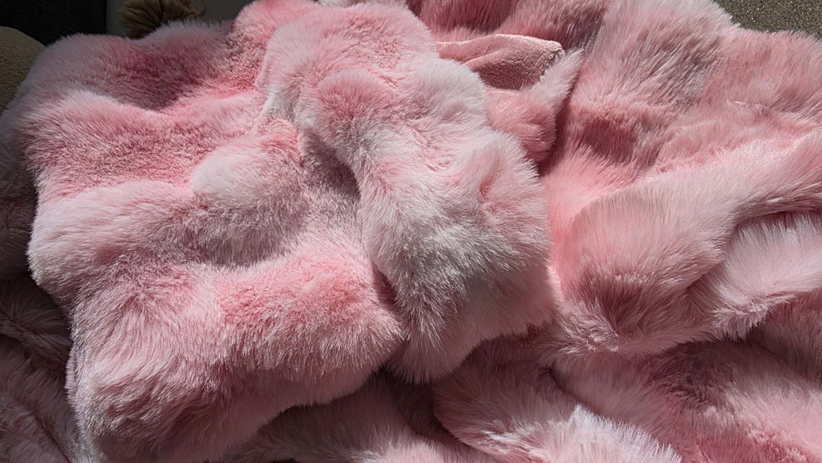 The Sanctuary Throw by HOMYO | 540GSM Faux Rabbit Fur Blanket - Soft Thick Cozy Throw